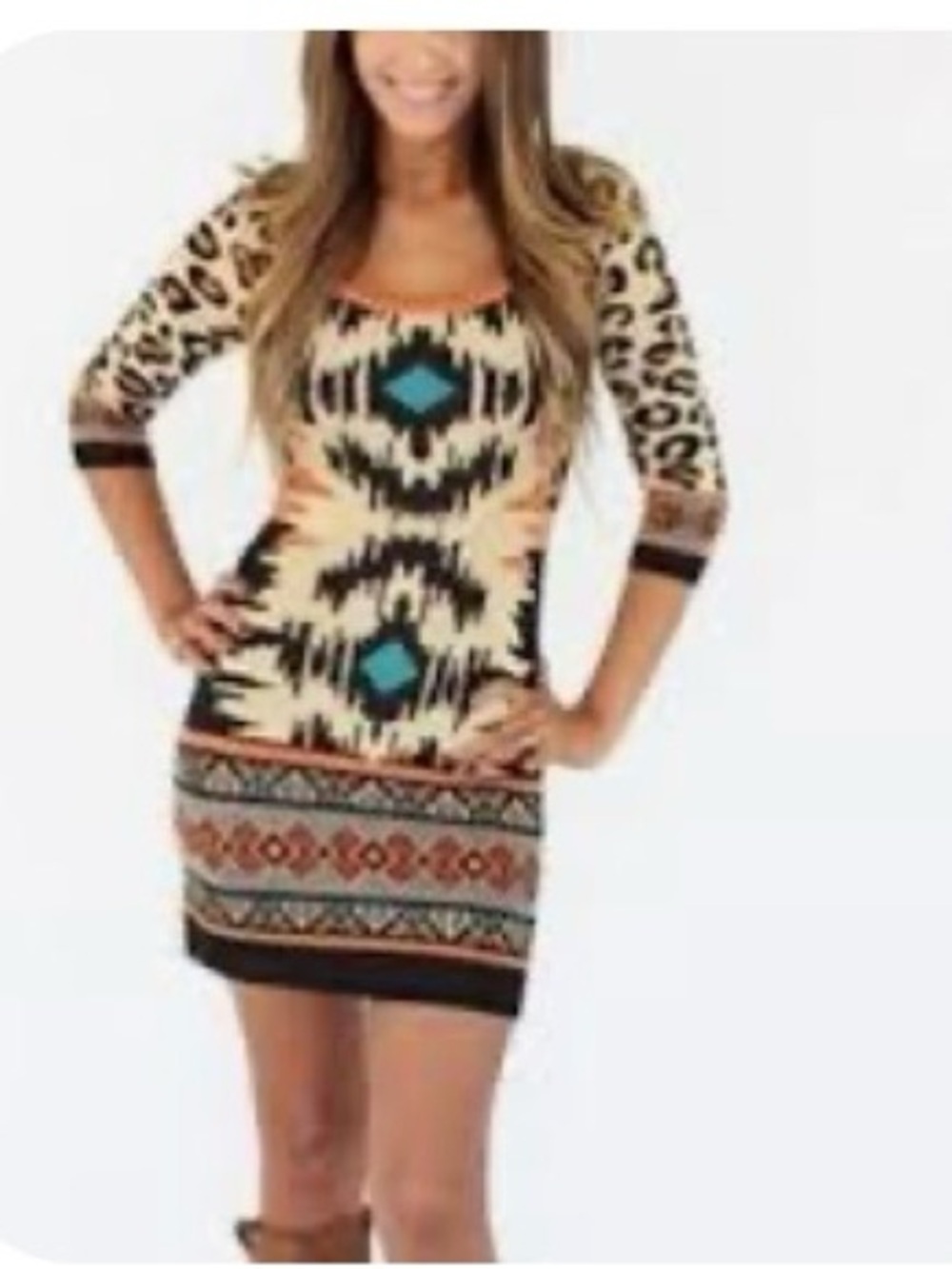 Flying tomato sweater Aztec print dress size small